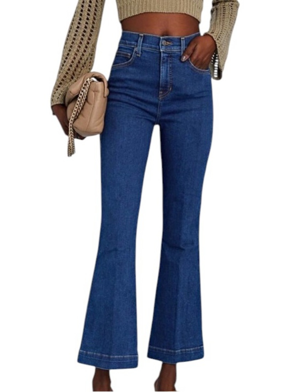Veronica Beard Carson High Rise Ankle Flare Jean in Washed Oxford Blue Size 29